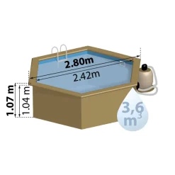 Massivholzpool-Set 'Lili 2' Ø 280 x 107 cm mit Sicherheitsleiter und Aqualoonfilter