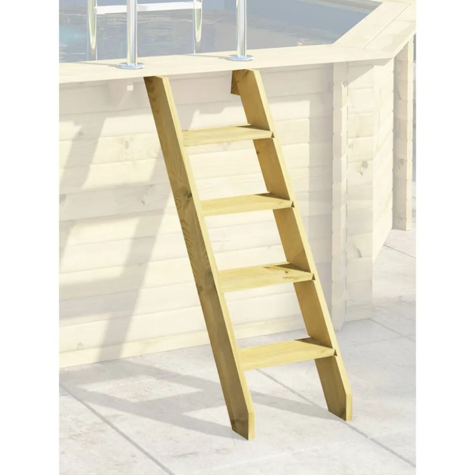 Massivholzpool-Set 'Modell Rechteck pool-Set 3 A' 477 x 300 x 124 cm mit Sonnendeck und Einhängeleiter
