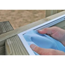 Massivholzpool-Set 'Safran 2' 620 x 395 x 136 cm mit Edelstahlleiter, Holzleiter und Sandfilter