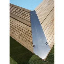 Massivholzpool-Set 'Safran 2' 620 x 395 x 136 cm mit Edelstahlleiter, Holzleiter und Sandfilter