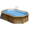 Massivholzpool-Set 'Sunbay' 335 x 535 x 117 cm mit Sandfilter und Edelstahlleiter, Holzleiter