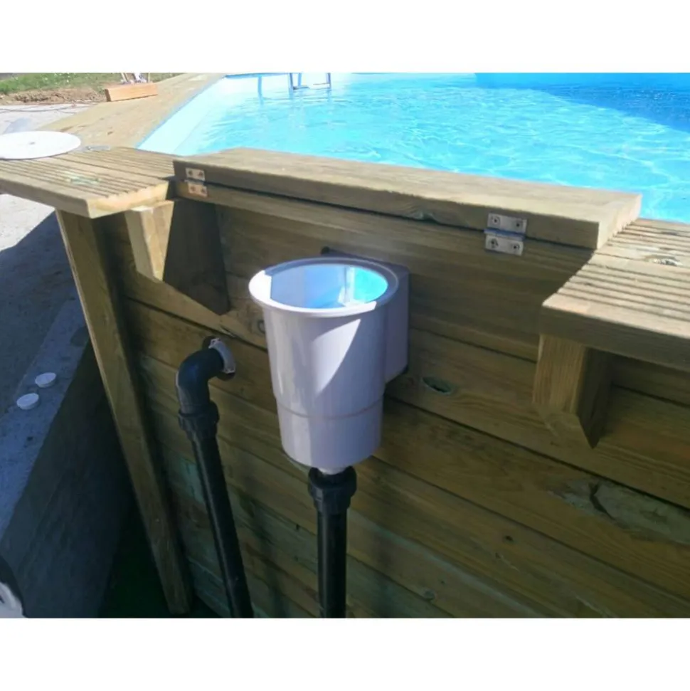 Massivholzpool-Set 'Sunbay' 335 x 535 x 117 cm mit Sandfilter und Edelstahlleiter, Holzleiter