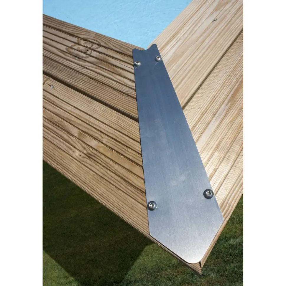 Massivholzpool-Set 'Sunbay' 335 x 535 x 117 cm mit Sandfilter und Edelstahlleiter, Holzleiter
