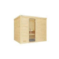 Massivholzsauna 'Bergen 3' natur Glastür 238 x 205 x 188 cm, ohne Ofen