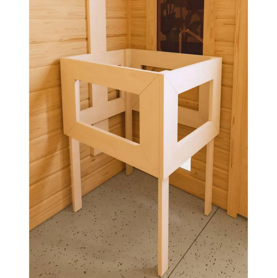 Massivholzsauna 'Ricarda' naturbelassen mit bronzierter Tür 9 kW Ofen externe Steuerung Easy 236 x 184 x 209 cm