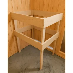 Massivholzsauna 'Skrollan 3' mit Vorraum natur 396 x 227 x 231 cm, 9 kW