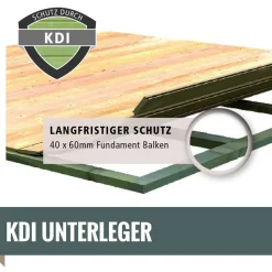Massivholzsauna 'Skrollan 3' mit Vorraum und Ofen natur 396 x 227 x 231 cm, 9 kW