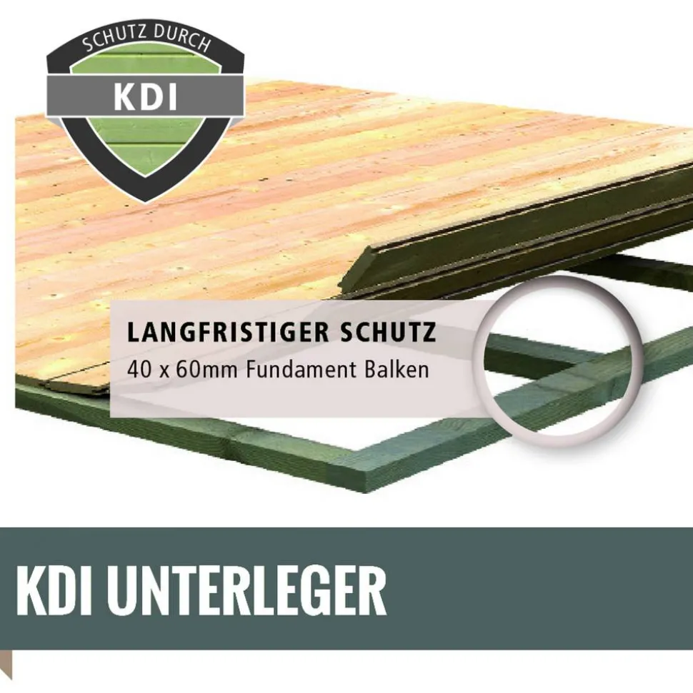 Massivholzsauna 'Skrollan 3' mit Vorraum und Ofen natur 396 x 227 x 231 cm, 9 kW