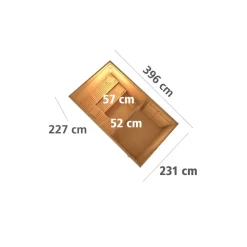 Massivholzsauna 'Skrollan 3' mit Vorraum natur 396 x 227 x 231 cm, 9 kW