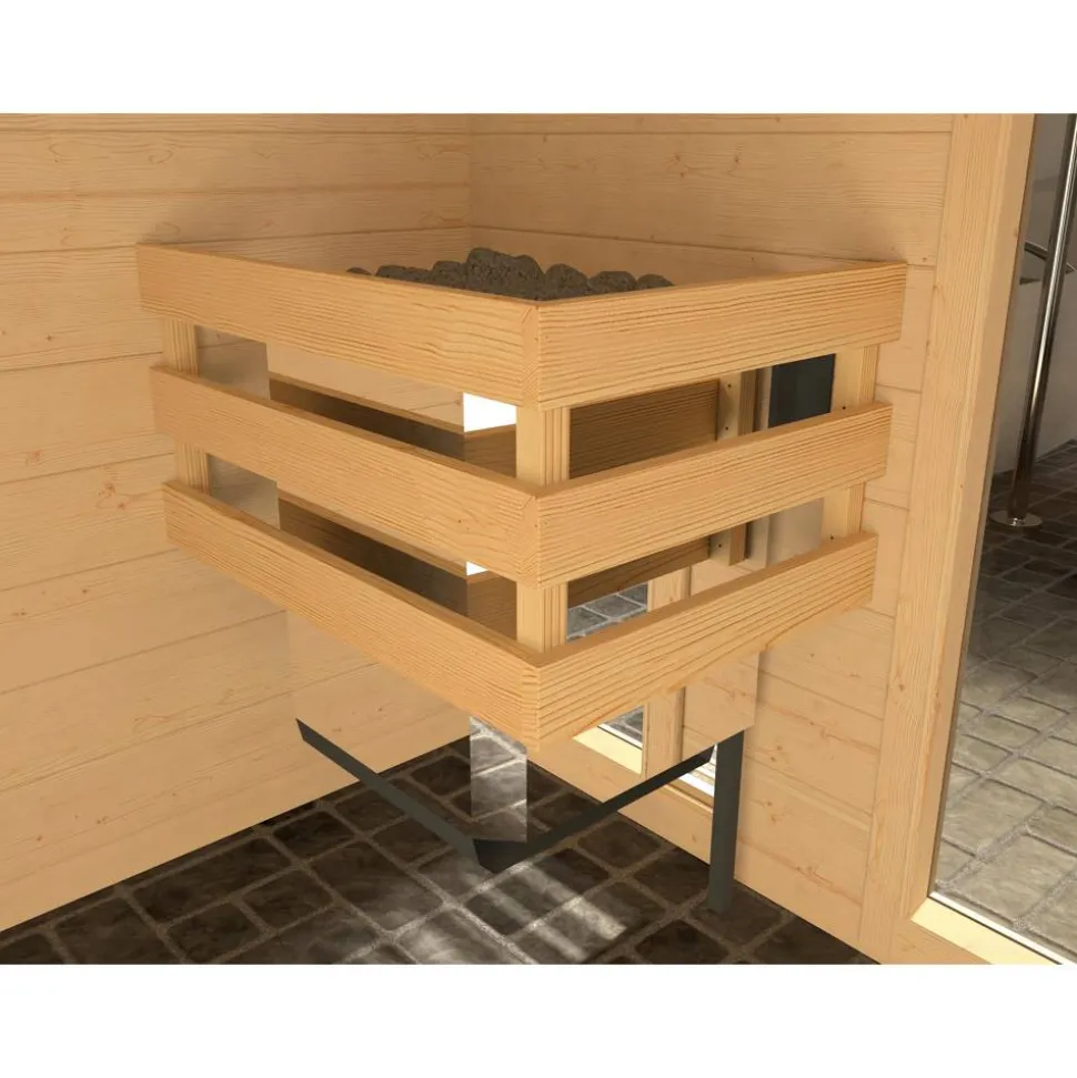 Massivholz-Sauna 'Valida 1' mit 4,5 kW OS-Ofenset, Steuerung, Glastür 137 x 137 x 203,5 cm