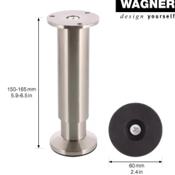 Möbelbein 'Design ST 0380' Stahl edelstahlfarben Ø 38 x 150 - 168 mm