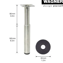 Möbelbein 'Telescope ST 1829' Industriestahl edelstahlfarben ausziehbar Ø 30 x 160 - 250 mm