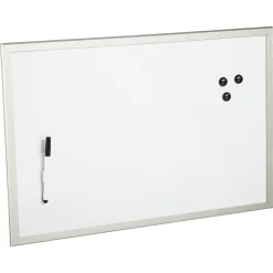 MDF-Magnet-Tafel, beschreibbar, 60 x 40 cm, weiß/aluminiumfarben