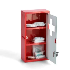 Medizinschrank rot Metall/Glas 25 x 45 x 12 cm
