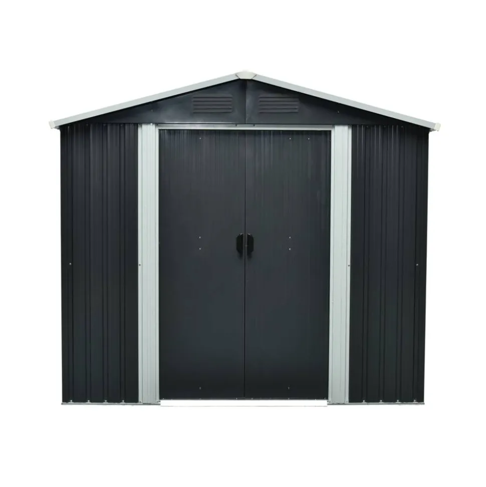 Metallgerätehaus 'Dresden II 86' schiefergrau/weiß 236 x 174 x 206 cm