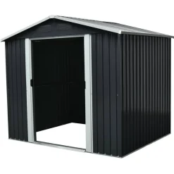 Metallgerätehaus 'Dresden II 86' schiefergrau/weiß 236 x 174 x 206 cm