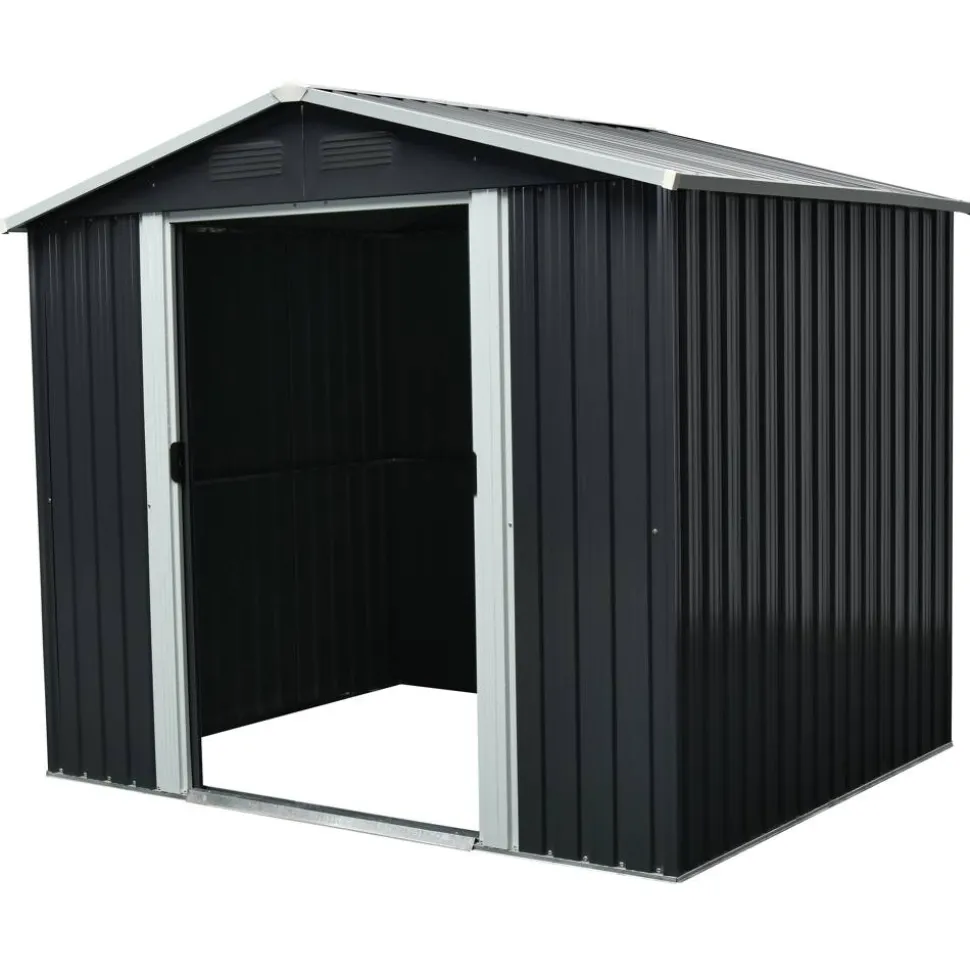 Metallgerätehaus 'Dresden II 86' schiefergrau/weiß 236 x 174 x 206 cm