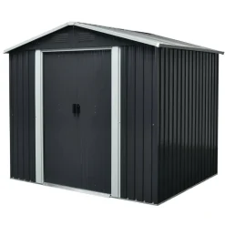 Metallgerätehaus 'Dresden II 86' schiefergrau/weiß 236 x 174 x 206 cm