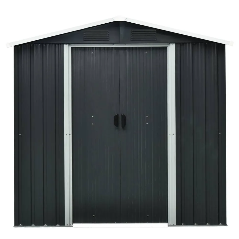 Metallgerätehaus 'Düsseldorf II 64' schiefer/weiß 194 x 110 x 184 cm
