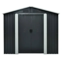 Metallgerätehaus 'Düsseldorf II 86' schiefer/weiß 236 x 174 x 206 cm