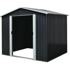 Metallgerätehaus 'Düsseldorf II 86' schiefer/weiß 236 x 174 x 206 cm