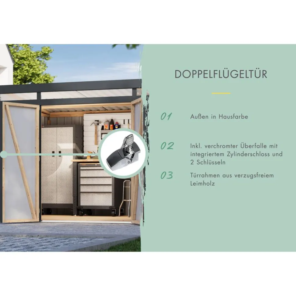 Metallgerätehaus-Set 'Taurus 2' anthrazit 414 x 213 x 209 cm