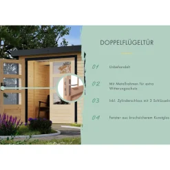 Metall-Holzgartenhaus 'Antaris A' Fichtenholz naturbelassen Metall graualuminium 400,5 x 209 x 213,5 cm