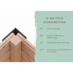 Metall-Holzgartenhaus 'Komet A' naturbelassen/anthrazit, Anbaudach, Doppelflügeltür 453 x 235 x 208,5 cm