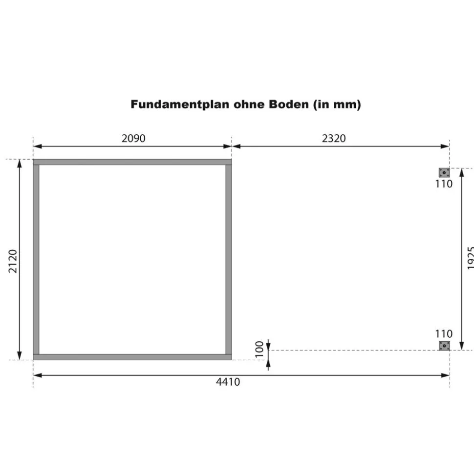 Metall-Holzgartenhaus-Set 'Komet 2 A' Fichtenholz naturbelassen Metall graualuminium 438 x 208,5 x 213 cm