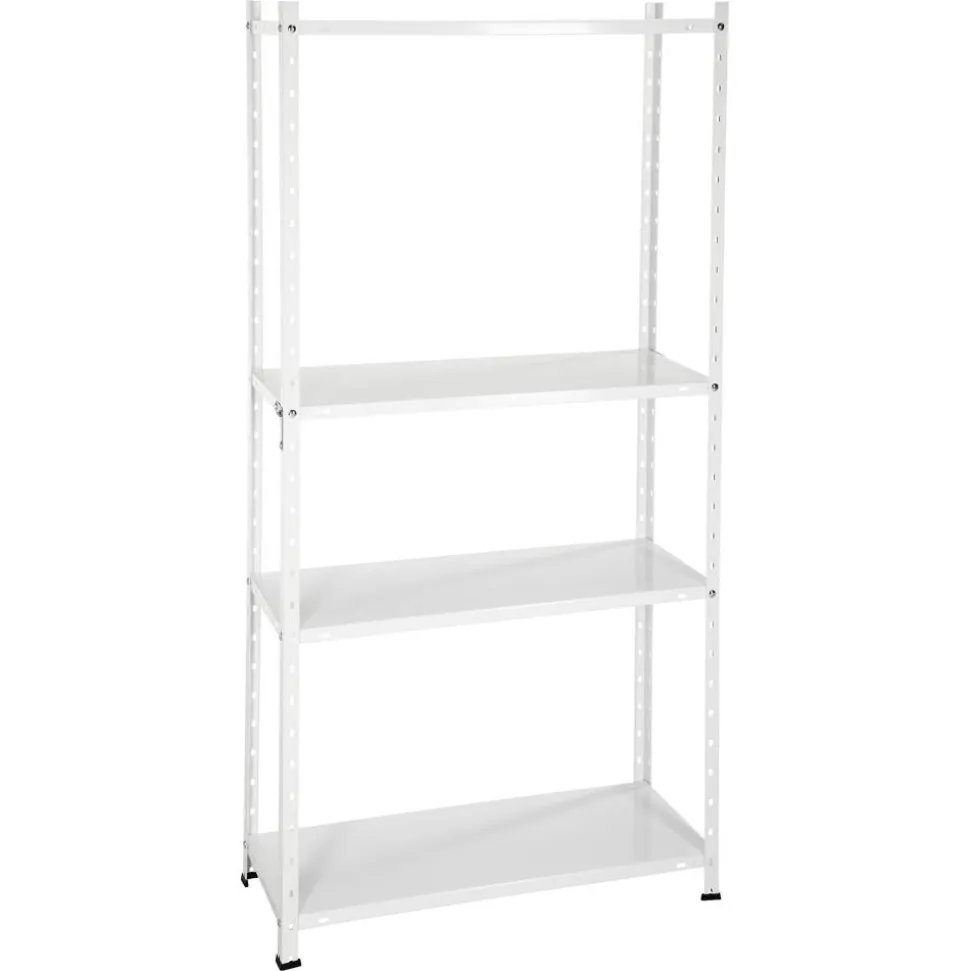 Metallregal weiß 150 x 75 x 30 cm, 4 Böden à 30 kg Traglast