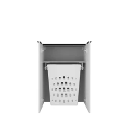 Midischrank 'Flair' weiß/schwarz inklusive Wäschekorb mit Auszug 62,8 x 82,3 x 32 cm