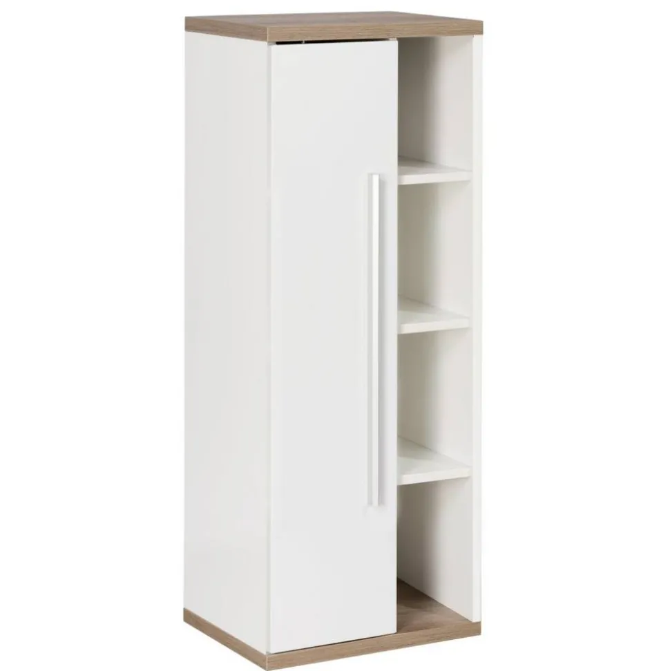 Midischrank 'Stanford' weiß, braun glänzend 42 x 106 x 32 cm