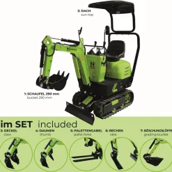 Mini-Bagger-Set 'ZI-MBG600S7' 6,8 kW
