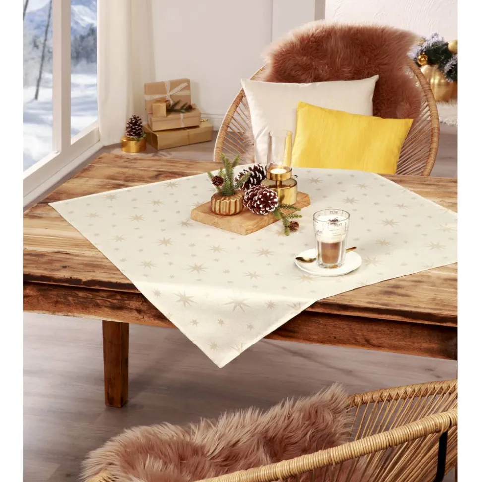 Mitteldecke 'Stellato' champagner 80 x 80 cm