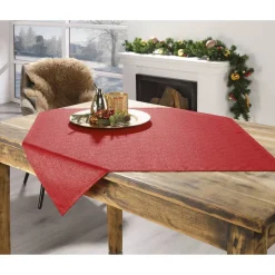 Mitteldecke 'Weihnachten' rot-silber 80 x 80 cm