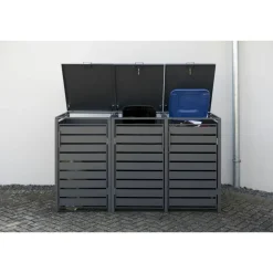 Mülltonnenbox 'Kubus' anthrazit Stahl 200 x 80 x 116 cm