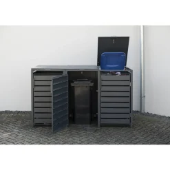 Mülltonnenbox 'Kubus' anthrazit Stahl 200 x 80 x 116 cm