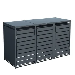 Mülltonnenbox 'Kubus' anthrazit Stahl 200 x 80 x 116 cm