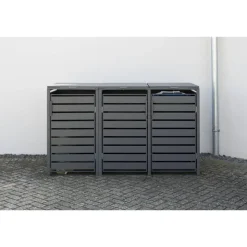 Mülltonnenbox 'Kubus' anthrazit Stahl 200 x 80 x 116 cm