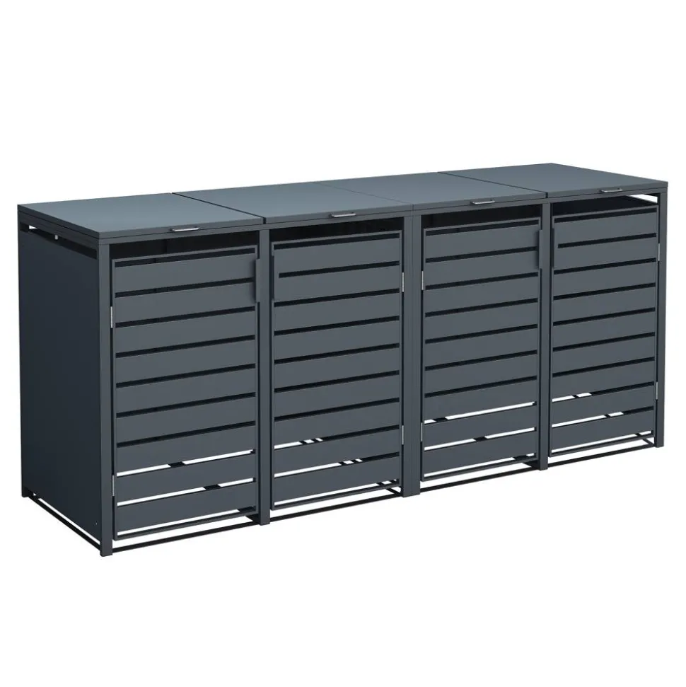 Mülltonnenbox 'Kubus' anthrazit Stahl 264 x 80 x 116 cm
