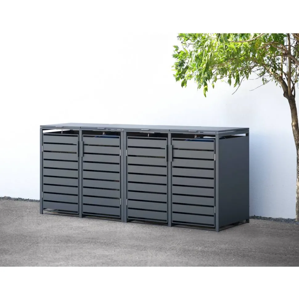 Mülltonnenbox 'Kubus' anthrazit Stahl 264 x 80 x 116 cm