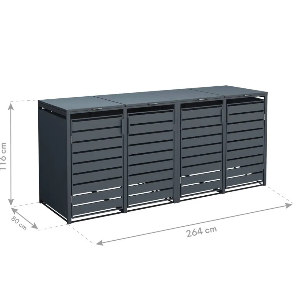 Mülltonnenbox 'Kubus' anthrazit Stahl 264 x 80 x 116 cm