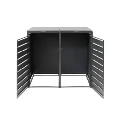 Mülltonnenbox 'Lacina' Holzoptik/anthrazit Stahl 80 x 132 x 116 cm
