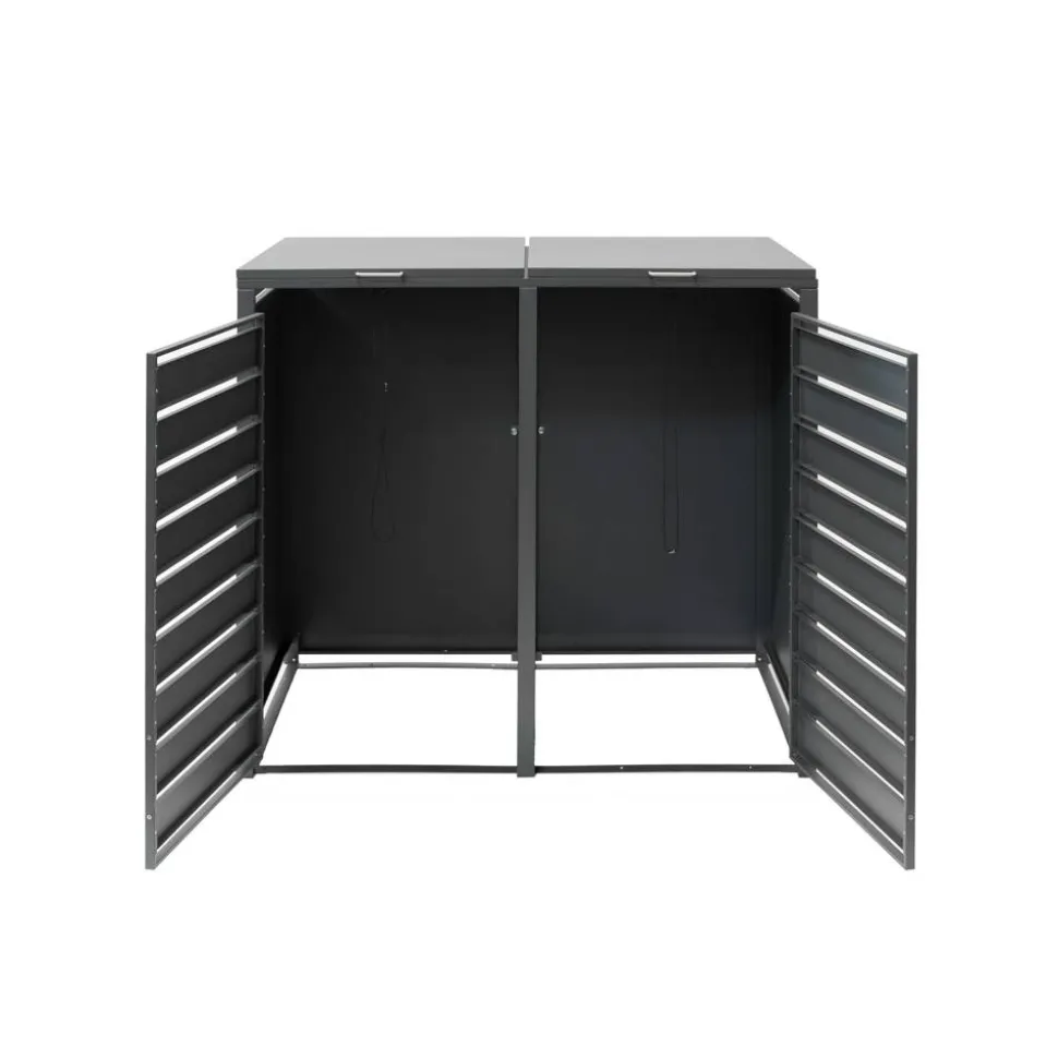 Mülltonnenbox 'Lacina' Holzoptik/anthrazit Stahl 80 x 132 x 116 cm