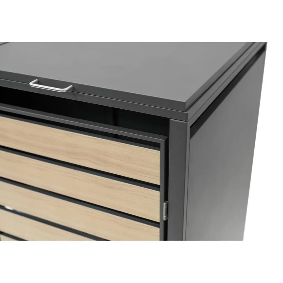 Mülltonnenbox 'Lacina' Holzoptik/anthrazit Stahl 80 x 132 x 116 cm