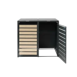 Mülltonnenbox 'Lacina' Holzoptik/anthrazit Stahl 80 x 132 x 116 cm
