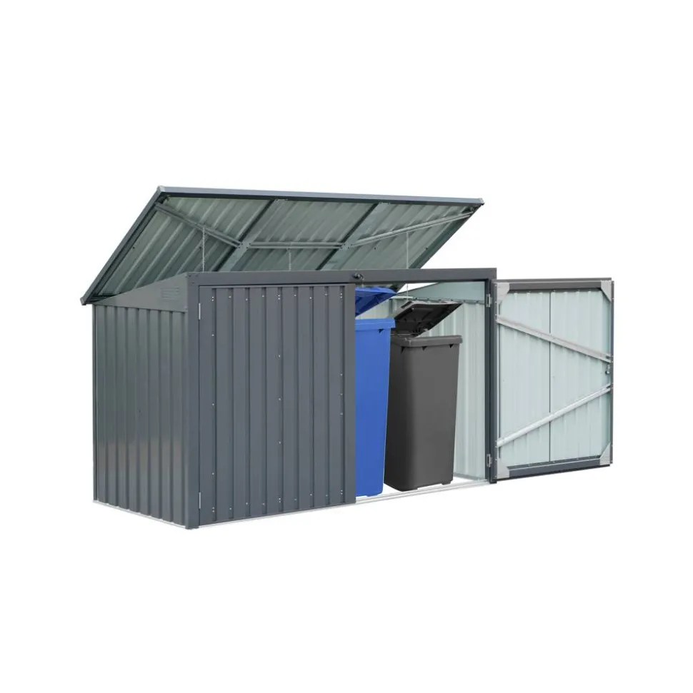Mülltonnenbox Stahl anthrazit 233 x 134 x 101 cm