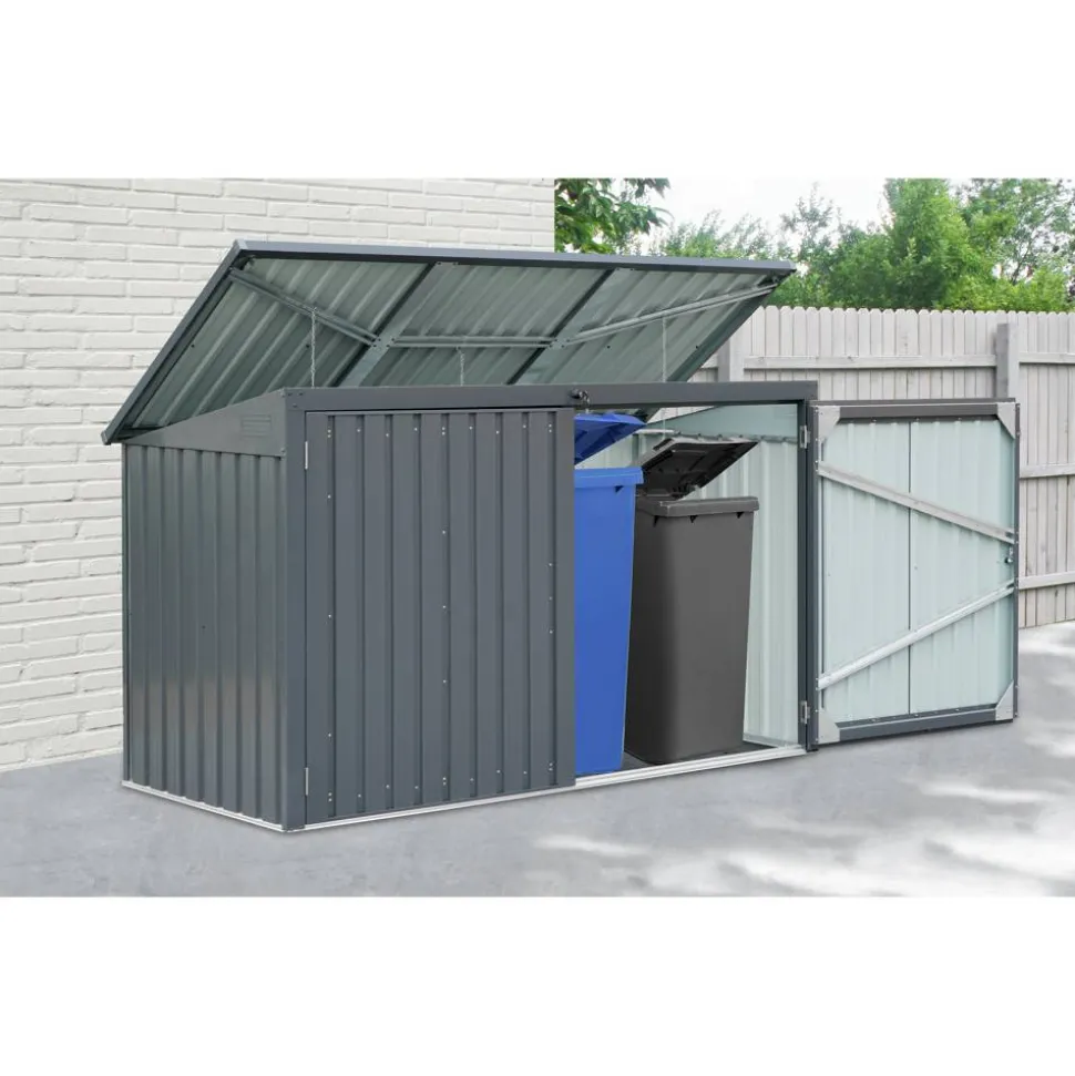 Mülltonnenbox Stahl anthrazit 233 x 134 x 101 cm