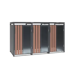 Mülltonnenbox 'Status 3' anthrazit/Holzoptik 198 x 80 x 116 cm