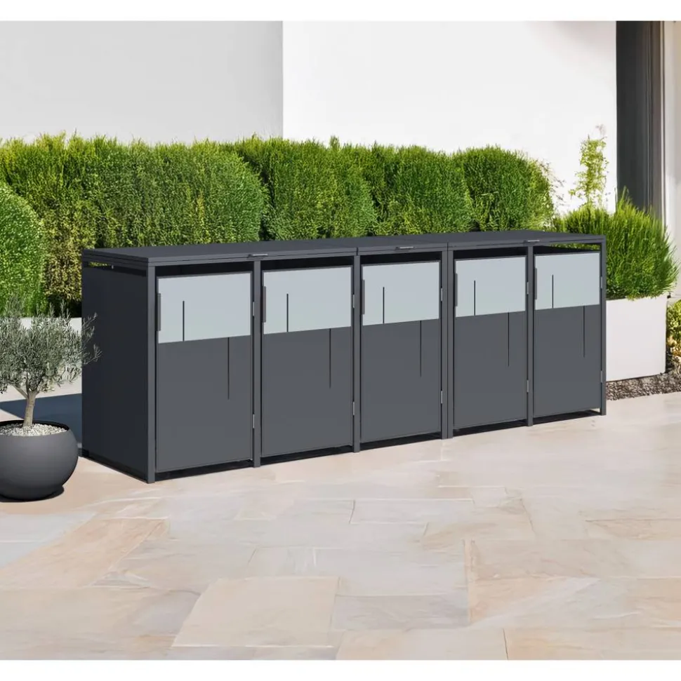 Mülltonnenbox 'Tonus 5' dunkelgrau/grau 330 x 80 x 116 cm